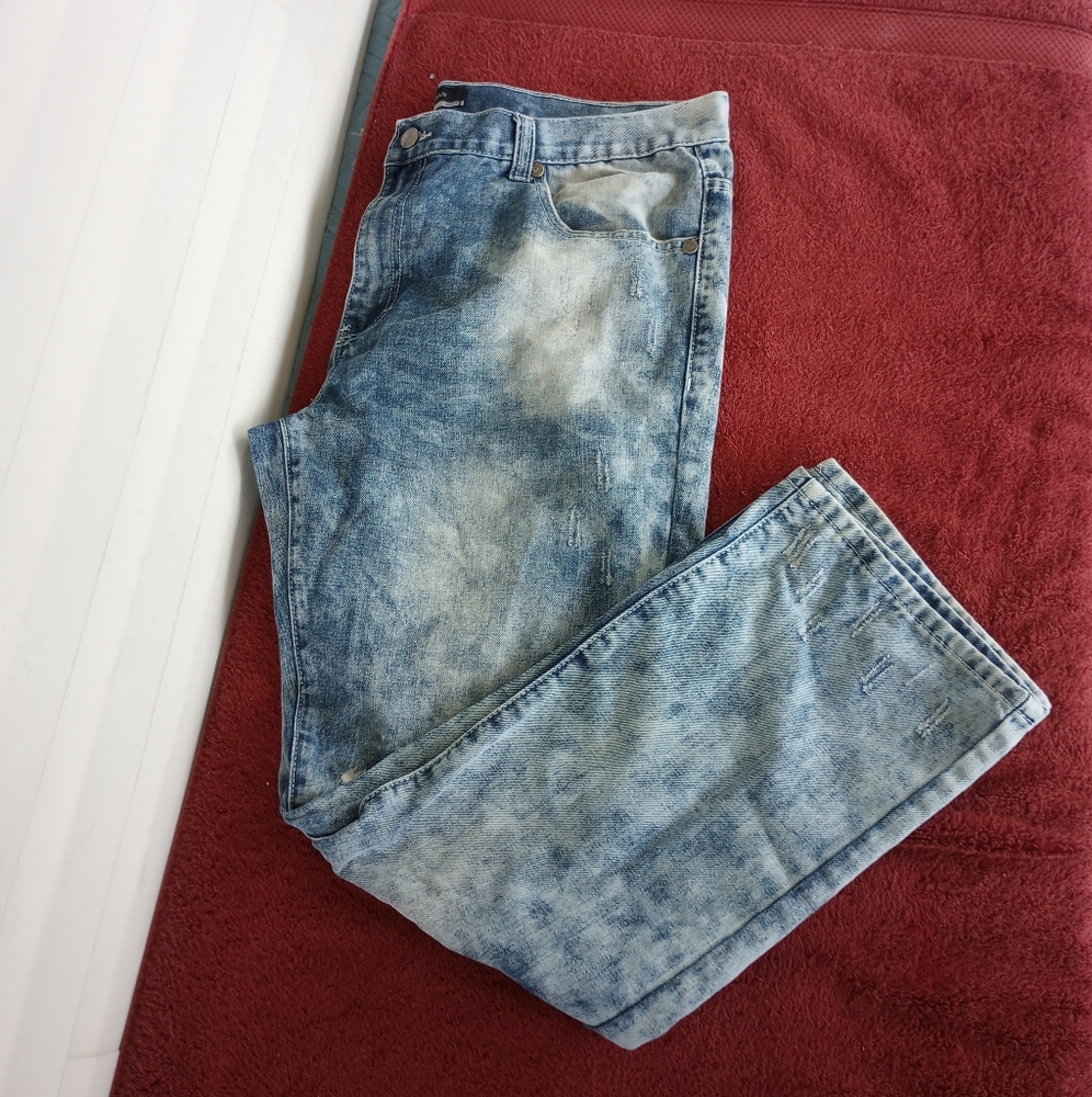 Maxi Milian Jeans Mens 40/32 Blue Distressed Denim Cotton Blend Straight Leg